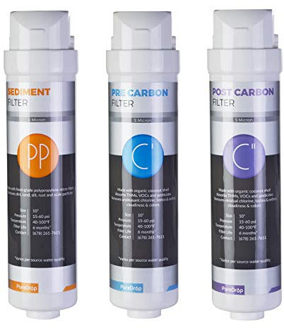 Puredrop F3-CUW4 Cartucce di Ricambio per Filtro dell'Acqua a 3 stadi, Ultra-filtrazione sottolavello (Senza Membrana Inclusa), Bianco