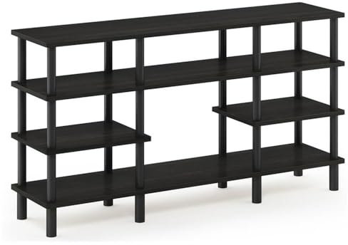 Furinno Turn-N-Tube Mobile Porta TV, Marrone (Espresso/Nero), 4 ripiani