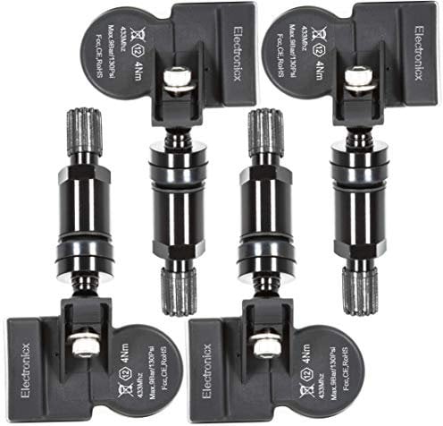 4x RDKS TPMS Reifendrucksensor Reifendruckkontrollsystem Metallventil Schwarz passend für 500L Grand Cherokee