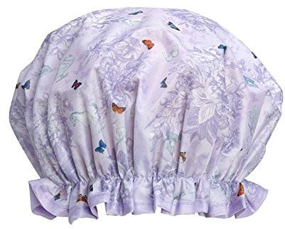 Bodylife Shower Cap Reusable Bath Cap Double Layered Waterproof Vintage Butterfly