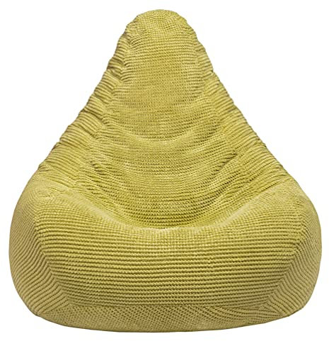 Loft 25 Pouf ergonomique d’intérieur en forme de poire à dossier haut pour adulte en tissu velours côtelé et doublure intérieure Vert citron