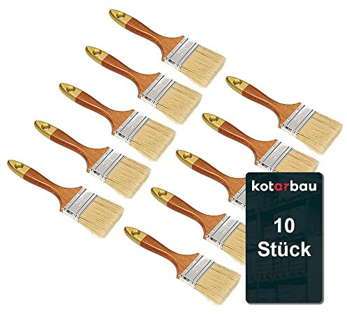 KOTARBAU® Lot de 10 Pinceaux Pinceau 2,5 '' 63 mm Verni Anglais pour Peintures Huile Vernis Pinceau en Bois Professionnel Nécessaire Lors De La Rénovation