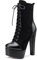 NobleOnly Donna Plateau Stivali alla Caviglia Cerniera Lacci Tacco a Blocco 15CM High Heels Boots Nero Scamosciato Scarpe EU 39