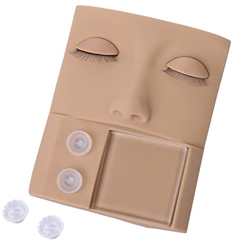 Miuffue Eyelash Extension Kit, 3 in 1 Eyelash Mannequin Head with Adhesive Rings, Eyelash Extension Tray, Eyelash Extension Starter Kit for Practice