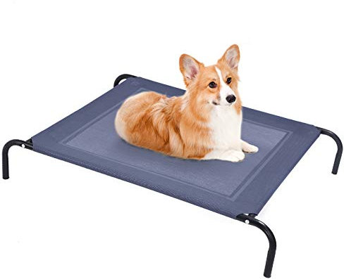 GOPLUS Hundebett Metall, Haustierbett Garten, Hundeliege Katzenbett Katzenliege Haustierbett Hundesofa Schlafplatz Haustier Liegeplatz Draußen (130x90x20cm)