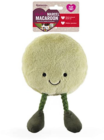 Rosewood Plush & Rope Marcel Macaroon, Interactive Food Dog Toy, 39cm, Green