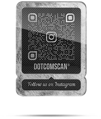 DOTCOMSCAN® AdPlate Pro - Placa de código QR de Instagram Premium Social Media – Lujoso cartel publicitario y soporte de mesa, color plateado carbono, tamaño pequeño, 24 x 18 cm