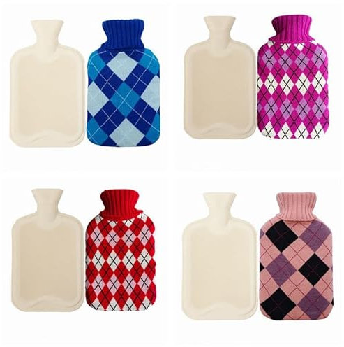 ASHO Wärmflasche, 2 Liter, mit Strickbezug, gemütliche Nächte, Wärmflasche