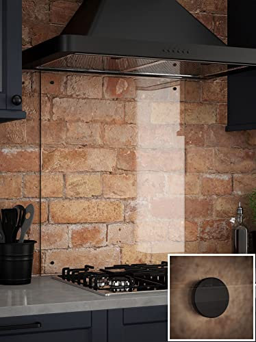 Clear Glass Kitchen Splashback (Matt Black Caps) 600mm x 750mm