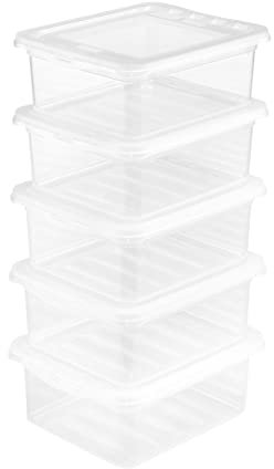 keeeper Aufbewahrungsbox mit Deckel, 5er-Set, Mit Air Control System, 19,5 x 16,5 x 22 cm, jeweils 1,7 l, Bea, Natural Transparent