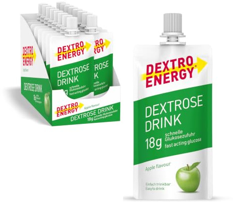 Dextro Energy Dextrose Drink Apple - 16x50ml | Flüssiger Traubenzucker, 18g Glukosezufuhr, 24g Kohlenhydrate, für Unterwegs, Sport & Alltag