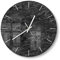 DEQORI Glasuhr | rund Ø 30 cm | Motiv Dunkle Steinstruktur | ausgefallene leise Design Uhr aus Glas | Wanduhr für Wohnzimmer & Küche | Moderne Hingucker Uhr für die Wand
