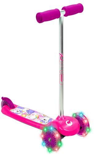 Evo Light-Up Move 'N' Groove Childrens Scooter | 3 Wheeled Tri Scooter | Tilt to Turn Steering Three Wheeled Toddler Scooter with Light Up Wheels | Kids Push 3 Wheeled Scooter | Aged 2+