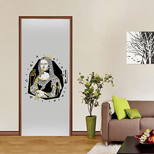 stickers paroi de douche 40x120cm(15.74 inches * 47.24 inches) Portrait femme Autocollant 3D Stéréo de Porte, Sticker De Porte Trompe l'oeil Moderne Art Auto-adhésif Poster PVC Sticker Porte