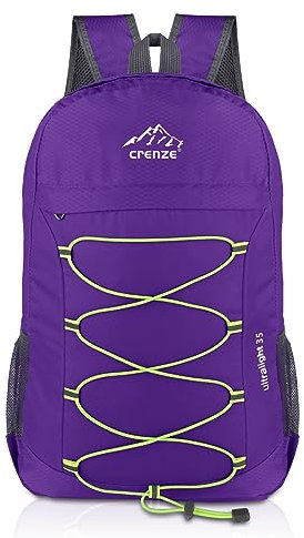 Crenze 25L/35L Leichter Faltbarer Rucksack, Reise Wandern Wasserdicht Daypack, Herren Damen Kleiner Rucksack für Outdoor Camping Bergsteigen Walking Radfahren Klettern