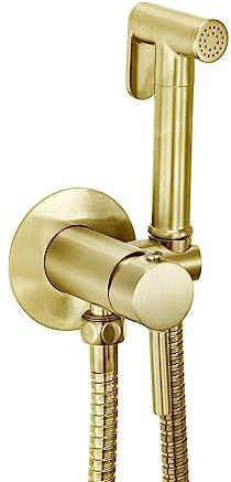 Douchette en laiton brossé, flexible, support et valve manuelle intégrée, mitigeur douche
