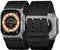 Tefeca Dual Series - Bracelet de rechange compatible avec Apple Watch/Apple Watch Ultra - Taille ultra large 49/45/44/42 mm - Nylon noir avec adaptateurs argentés