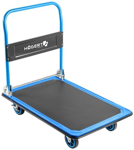 Högert Technik - Handwagen Heavy Duty 900 x 600 mm - Tragfähigkeit bis 300 kg - Lenkräder - Haltegriffe Sackkarre Transportkarre Stapelkarre Wagen