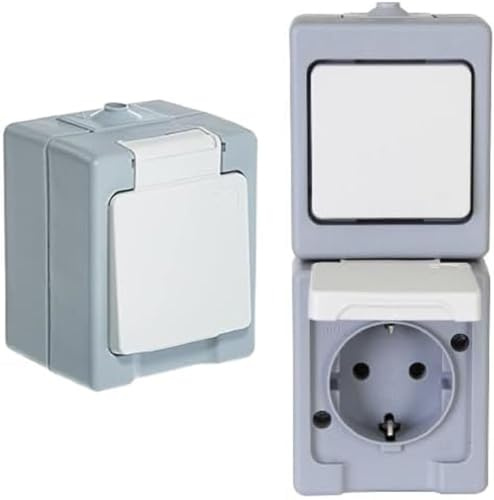 Kopp 100648007 Schutzkontakt-Steckdose 1-Fach, Aufputz-Feuchtraum Standard