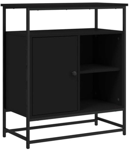 vidaXL Sideboard, Kommode mit viel Stauraum, Highboard Wohnzimmerschrank mit verstellbaren Beinen, Schrank Anrichte Beistellschrank, Schwarz Holzwerkstoff