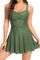 SHEKINI Maillot de bain une pièce rétro pour femme - Robe de bain élégante - Robe de bain plissée - Grande taille - Jupe de natation pour femme, vert olive, XXL