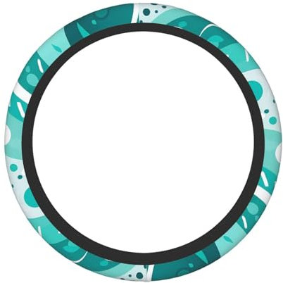 Türkis und Weiß Kreis Druck Lenkradbezug Rutschfeste Auto Lenkradbezüge Neopren Elastische Auto Lenkradschoner Abdeckung Universal 15 Zoll für Autozubehör