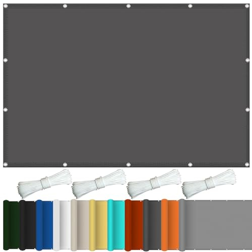 Balkon Sonnenschutz Sonnensegel 1 x 2.6 m, Sonnensegel Sonnenschutz Windschutz PES Polyester mit UV Schutz Sonnensegel Balkon mit Ösen Und Befestigungsseile, Anthrazit
