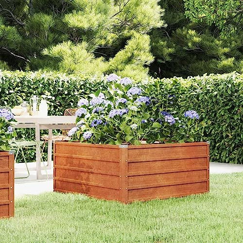 Rantry jardineras Exterior Grandes, Jardinera de corten,Huerto Urbano Exterior,Jardinera de Plantas de Jardín Marco para Huerto,Cuadro para Cultivo,Verduras Frutas Flores,Gris 100x100x45 cm