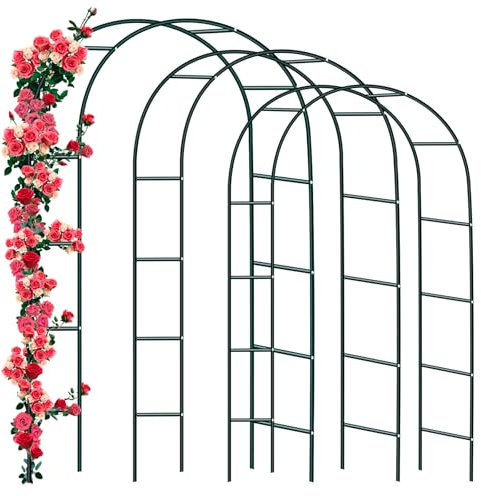 Forever Speed Rosenbogen Torbogen Garten Rankgitter Rosenhilfe aus Pulverbeschichtetem Stahl, Garten Decoration und Verzierung Kletterer Wetterfest 240 x 140 x 38 cm Grün(3 Stück)
