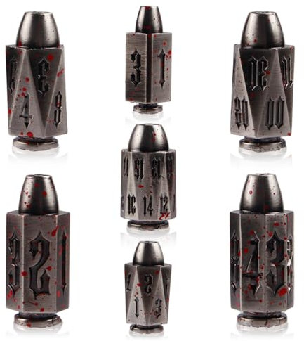ORUZA Bullet Metal D&D Dice Set, 7 Pcs Bloodstain Polyhedral DND D6 Dice for Dungeons & Dragons Warhammer 40k Theme Tabletop Games