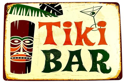 Tiki Bar Metallschild, Retro, DiiliHiiri Poster, 30 x 20 cm, Bardekoration, Retro-Stil, Bierschild, Metallschild, Geschenk für Bierliebhaber (2635-276)
