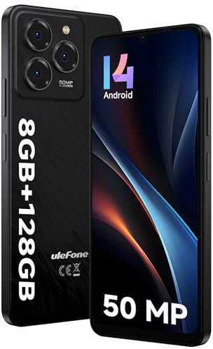 Ulefone Note 20 Pro Smartphone Offerta, 8GB RAM + 128GB ROM/TF 1TB Android 14 Smartphone, Fotocamera 50MP + 8MP con 6.75 HD+ Schermo Cellulari Offerta, 6000m Dual SIM 4G/OTG/Face ID/GPS-Nero