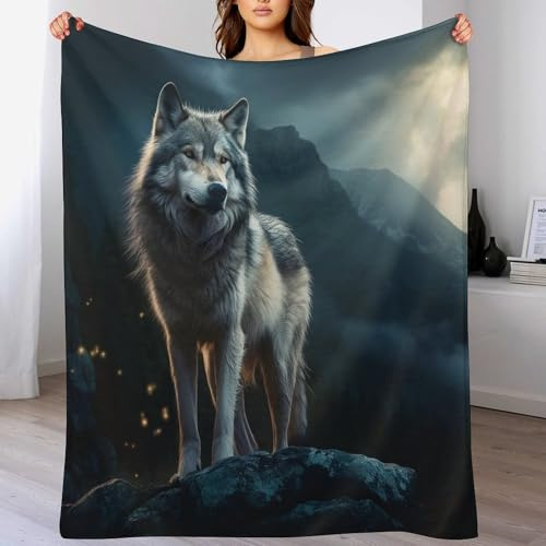 AAPZY Wolf Decke Flauschig & Super Weich - Hochwertige Flannel Fleecedecke Auch Als Wohndecke, Tagesdecke, Sofadecke & Wohnzimmer Geeignet - Überwurf Decke Sofa & Couch, （150×200cm）