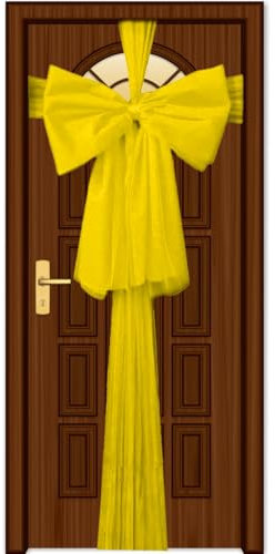 SHATCHI Noeud géant doré de 9 m pour Porte d'entrée de Noël, Mariage, fête prénatale, décoration d'intérieur en Organza, Lot de 1