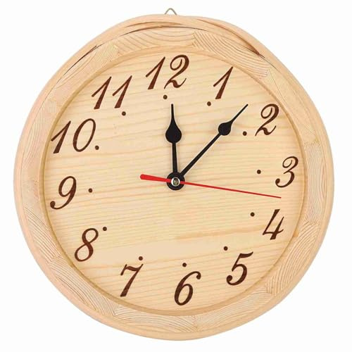NOENNULL Sauna-Uhr, 23,1 cm, Holz, Sauna-Wanduhr, analoge Uhr für Saunaraum, Zuhause, Schlafzimmer, Sauna-Zubehör