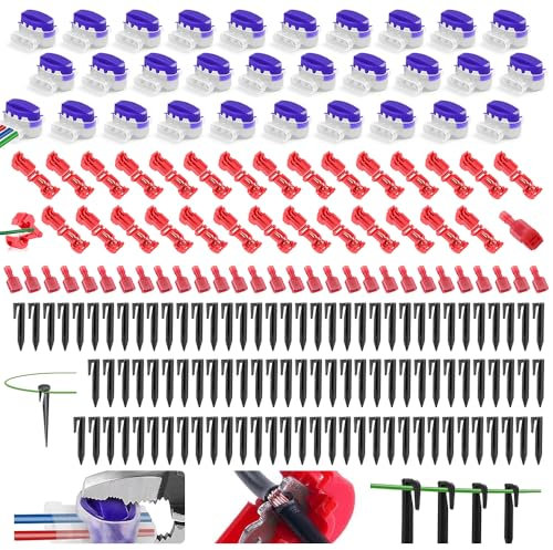 Rasenroboter Zubehör,Erdnägel Mähroboter, Kabelverbinder Mähroboter, Anschlussklemmen,Begrenzungskabel Verbinder,T-Abzweigverbinder (Schwarz/B)