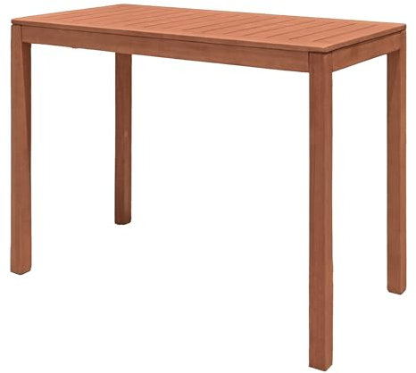 Eukalyptus Garten Stehtisch geölt Belastbar bis 25 kg - 120 x 60 cm - Outdoor Bartisch aus FSC Massivholz braun - Holz Hochtisch Bistrotisch Partytisch Tresen Tisch rechteckig
