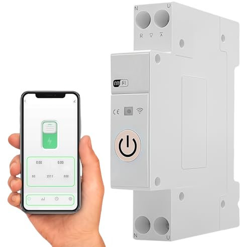 LEKEFETO Smart WiFi Schalter Hutschiene 1P+N 16A-63A– Kompatibel mit Alexa & Google Home, Tuya/Smart Life App – Zeitschaltuhr, Sprachsteuerung, Überstrom-/Überspannungsschutz, DIN-Schiene