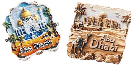 Abu Dhabi Reise-Kühlschrankmagnete, Abu Dhabi Wüstenpalast, Kunstharz, magnetische Aufkleber, Reise-Souvenirs, 2 Stück