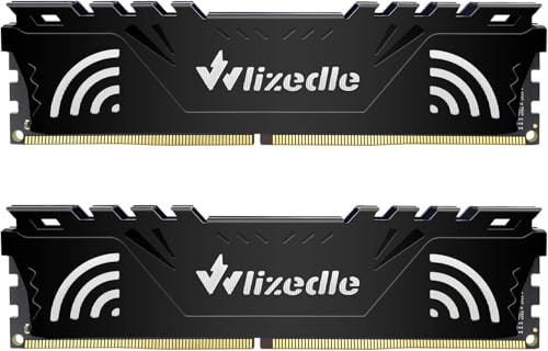 Wlizedle DDR4 2666MHz Desktop Memory RAM 32GB Kit (2x16GB) CL19 UDIMM, PC Arbeitsspeicher PC4-21300 288-Pin 1,2V Non-ECC Computer Speicher Upgrade für Rechner, Schwarz