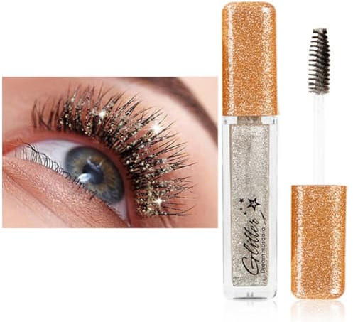 Autmor Lash Diamond Glitter Mascara – Glänzende Wimperntusche mit Diamant Bunte Perlglanz für Atemberaubende, Lang anhaltende & Wasserdicht Wimpern, Charmante Augen Make-up (Silver)