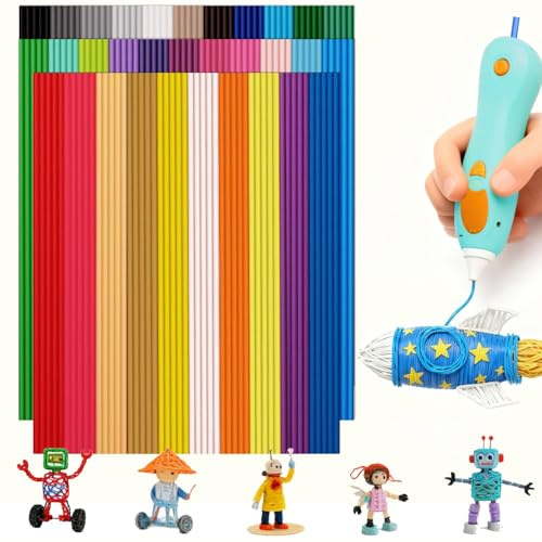 Neuytiky 120 Stück 32 Farben 3D Doodler Pen Nachfüllungen für 3Doodler Start+, 2,5 mm PCL 3D-Stift-Filament, niedrige Temperatur, sicher und einfach zu handhaben