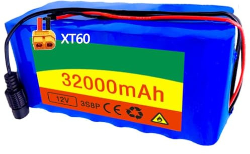 12V 32Ah E-Bike Akku Hoverboard-Ersatzakku 3S8P Batterien Eingebauter BMS Akku lektroroller Elektrofahrrad XT60,12V 32Ah