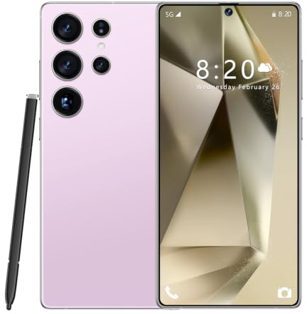 ULUCAN S24 Ultra Smartphone mit integriertem Stift, 5G Dual-SIM Android-Handy, SIM-freies, entsperrtes Handy, globale Version mit 7,3-Zoll-Vollbildschirm und 8000-mAh-Akku,Pink-1TB