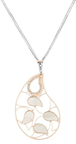 Orphelia Damen-Kette mit Anhänger Fantasie 925 Silber teilvergoldet Perlmutt Creme 45 cm - ZK-7164