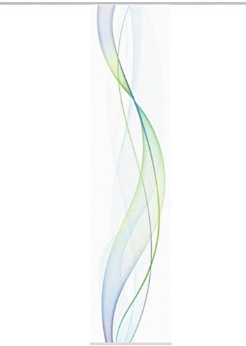 Vision S 84333 | Schiebegardine Heights | halb-transparenter Stoff in Bambus-Optik | 260x60 cm | Farbe: (blau-grün)