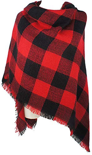 VIVIAN & VINCENT Fall Winter Scarf Classic Tassel Plaid Tartan Warm Soft Chunky Large Blanket Wrap Shawl Scarves for Women