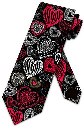 Three Rooker Herren Krawatte mit Herzen, Valentinstag