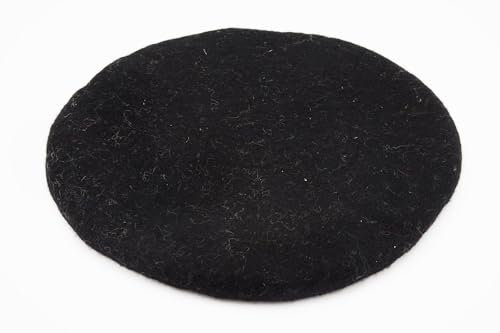 feelz Filzkissen Sitzkissen rund Filz Verschiedene grau- und naturtöne 100% Wolle 35 cm Höhe 2-3 cm Handarbeit (Schwarz)