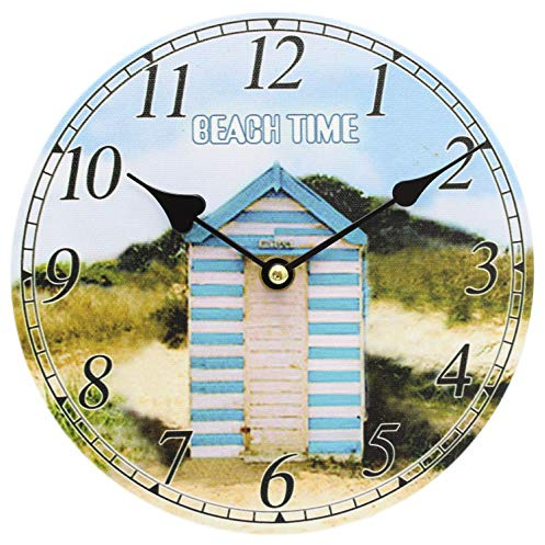 Nautical Wooden Wall Clock Beach Hut ~ Lovely Seaside Decoration